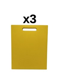 Resim 3'lü Türkay 32.5x26.5x1 Cm Saplı Polietilen Kesme Tahtası Kesim Levhası Sarı 1138 