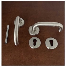 Resim Dora Hastane Tipi Paslanmaz Saten Rozetli Yale Kapı Kolu 4 Takım 