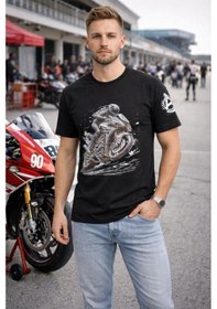 Resim Aybaak Fit Gösteren Rtrace Racing Motorsiklet Baskılı Tişört Siyah 