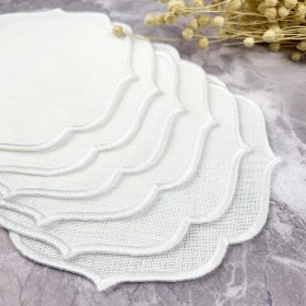 Resim Weare2 Beyaz Renkli Nakışlı Keten Efektli 6'lı Kokteyl Peçetesi 