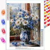 Resim 1 adet 30x40cm Çiçek Elmas Boyama Seti - Mavi ve Beyaz Vazo ile Çiçekler, Tam Boyutlu 5D Yuvarlak Tablo, Tüm Araçlar ve Boncuklar Dahil, Başlangıç Seviyesinde ve Yetişkinler için Mükemmel, Yatak Odası ve Oturma Odası Dekoru için İdeal, Anneler Günü Hediyesi, Ev Duvar Sanatı, Yatak Odası Duvar Sanatı | Çiçek Tasarımı | Detaylı El Sanatları, Çiçek Dekoru 