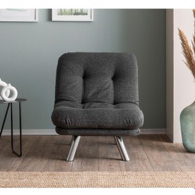 Resim Pafu Hippo Tekli Yataklı Koltuk Keten - Koyu Gri Koyu Gri 