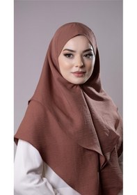 Resim Hürrem Bone Kiremit Pratik Hazır Geçmeli Tesettür Eşarp Pamuk Caz Kumaş Çift Katlı Düz Hijab 2303 05 