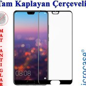 Resim Huawei P20 Tam Kaplayan Çerçeveli Cam - Mat Siyah 