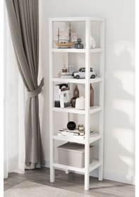 Resim Shelf 6 Katlı Düzenleyici Plastik Raf Ünitesi Beyaz, Kitaplık, Mutfak, Banyo Rafı Dolabı Beyaz 