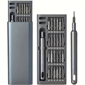 Resim 24 Ayrıntılı Tornavida Uçları ve 1 Tutucu, Elektronik Onarımları, Cep Telefonları, Tabletler, Dizüstü Bilgisayarlar, Oyun Kolu, Dayanıklı Plastik, Yüksek Sertlikli Tornavida Başlıkları, Şarj Edilmemiş, Cihazların Sökülmesi için Temel Araç 
