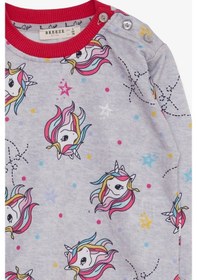 Resim Breeze Kız Çocuk Sweatshirt Unicorn Desenli 1.5-5 Yaş, Açık Gri M ((558009520) Çok Renkli 