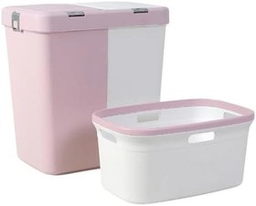 Resim Geseus Motek Ikili Kirli Çamaşır Sepeti Ve Çamaşır Selesi Ikili Set Çeyiz Seti Pembe+Pudra 