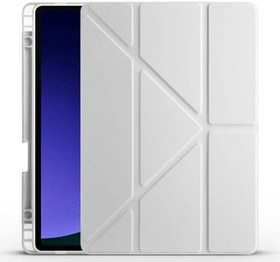 Resim Kilifplus Samsung Galaxy Tab S10 Lite ile Uyumlu Kılıf Tri Folding Silikon Kalem Bölmeli Katlanabilir Standlı PU Deri Yumuşak Kapak, Tablet Kılıfı [Akıllı Kapak, Uyku Modlu] - Gri 