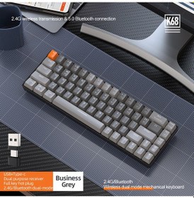 Resim K68 Kablosuz Bluetooth Mekanik Oyuncu Klavyesi Hotswapp Oyuncu Klavyesi 