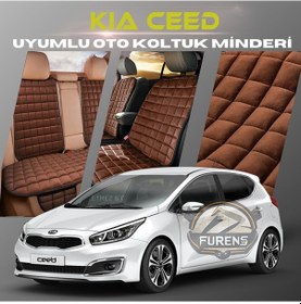 Resim Kia Ceed Kahverengi Tay Tüyü Cepli & Terletmez Sırtlı Oto Koltuk Minder Seti - Koruma Kılıfı Ön & Arka Set 