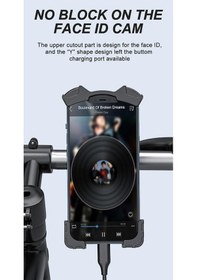 Resim Bisiklet Telefon Tutucu Bisiklet Cep Cep Telefonu Tutucu İphone Samsung Xiaomi İçin Motorlu Navigasyon Braketi Siyah - 