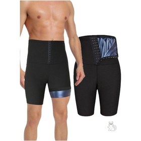 Resim Sauna-şort Model Alt Karın Ve Göbek Bölgesi Etkili Agraflı Spor Termal Şort Siyah 