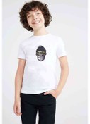 Resim Cool Monkey Baskılı Unisex Çocuk Beyaz T-Shirt 