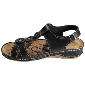 Resim Gezer Kadın Krem Siyah Taşlı 4cm Topuklu Sandalet 001 