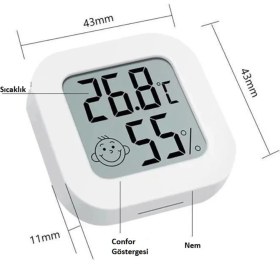 Resim Digital LCD Termometre - Akıllı Sıcaklık ve Nem Ölçer - Pembe - Anlık Takip Özelliği 