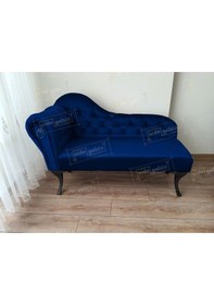 Resim Dekoratif Bihter Koltuk Josefin Puf 130 Cm Siyah Ayak Lacivert 