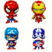 Resim Marvel Temalı Parti Balonları - Ayakta Duran Örümcek Adam, Demir Adam ve Kaptan Amerika Folyo Toplu Doğum Günü Partisi Süslemeleri 
