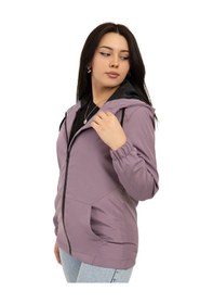 Resim Kadın Mürdüm Içi Astarlı Su Geçirmez Ve Rüzgara Dayanıklı Kapüşonlu Cepli Yağmurluk Mürdüm 