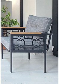 Resim Adımshos Tekli Lazer Balkon-bahçe-ofis-kafe Çay Seti Koltuk Oturma Takımı-oturma Grubu Gri 