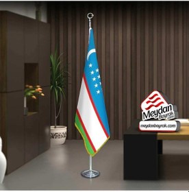 Resim Özbekistan Cumhuriyeti Bayrak -ofis -makam-toplantı Odaları -direkli -saçaklı Makam Bayrağı 1 