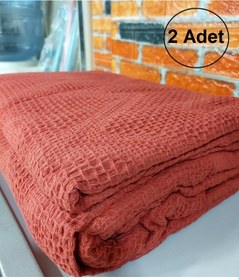 Resim 2 Adet Şaheser %100 Pamuk Çift Kişilik Pike 240x220 -brick Red Kırmızı 