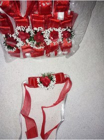 Resim Uslu Çeyiz Kına Kına Geceleri İçin Jüt Çiçekli 10 Adet Nedime Bilekliği kırmızı-beyaz 