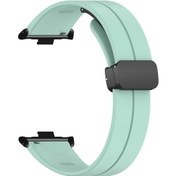 Resim Xiaomi Smart Band 8 Pro İçin Manyetik Katlanır Tokalı Silikon Saat Kayışı Bilekliği - Nane Yeşili 