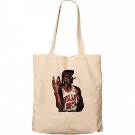 Resim Micheal Jordan Bulls 23 Krem Fermuarlı Bez Çanta Gabardin - Krem 