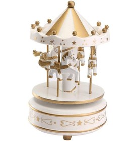 Resim Atlı Karınca Müzik Kutusu Gold-beyaz Renk Mz-417 