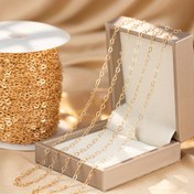 Resim 1 metre moda boşluklu kalp bağlantı zinciri, DIY kolye bilezik takı aksesuarları için toptan bakır zincir 
