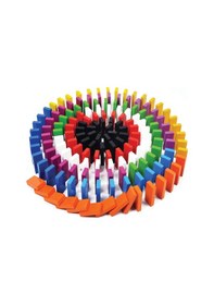 Resim Ahşap Domino Taşları 100 Parça Renkli Eğitici Domino Oyunu 