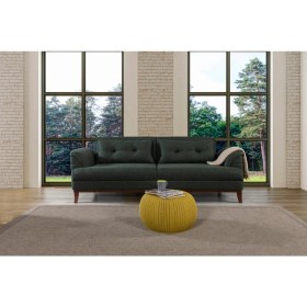 Resim Perla Sofa Madrid Üçlü Yataklı Kanepe Keten Yeşil 