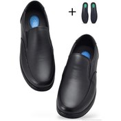 Resim Tab401 Jelli Ortopedik Topuk Masajlı Hakiki Deri Erkek Ayakkabı Kauçuk Taban Bağsız Siyah 