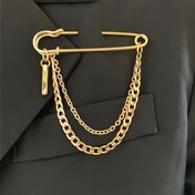Resim 1 adet Trendy Cool Zincir Broş, Sokak Modası Metal Dekorasyon, Hip-Hop Kostümü Aksesuarı 