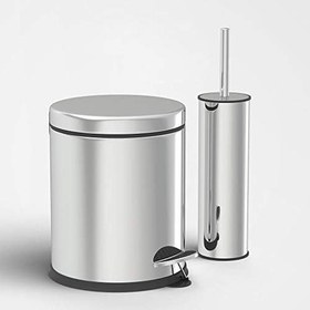 Resim 5 Litre Çöp Kovası ve Tuvalet Fırçası Krom İkili Set 