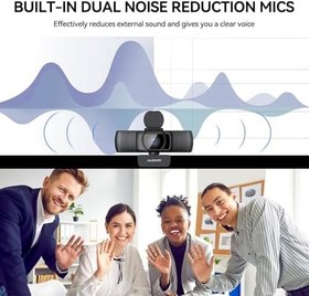 Resim AUSDOM Kamera Kapağı ile Otomatik Odaklama FHD 1080P Web Kamerası, Çift Gürültü Azaltma Mikrofonlu AF640 İş Web Kamerası, Masaüstü/Dizüstü/Mac için 90° Görüş Alanı, Skype/Zoom/Webex/Lync ile çalışır 