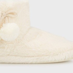 Resim Lela Yumuşak Dokulu Peluş Ponponlu Bayan Panduf 6722003 Ekru 