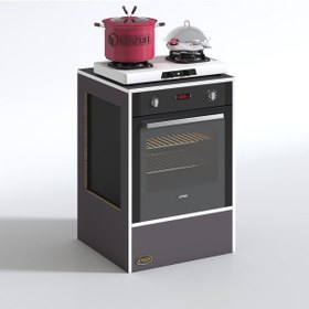 Resim Kenzlife Ankastre Modülü Kabini Kalsiyum3 Gri Fırın Ocak Dolabı Sabit Tabla 