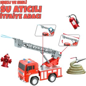 Resim Gokidy Işıklı ve Sesli Su Atıcılı Sürtmeli Itfaiye Aracı 1:20 Ölçek 