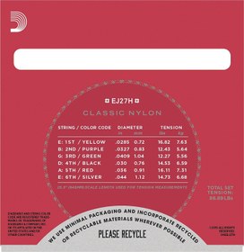 Resim D'Addario EJ27H Classics Serisi Klasik Gitar Tel Seti (4/4 Ölçek - Hard Tension - Gümüş Sarım) 