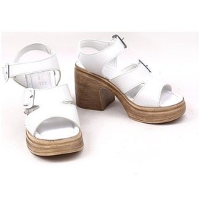 Resim Kadın Beyaz Hennd Ortopedik Yüksek Taban Yüksek Topuk Sandalet 001 