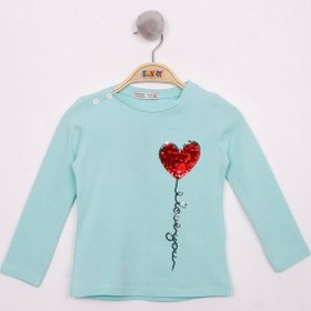 Resim Toontoy Kids Toontoy Kız Çocuk Göğsü Pul Nakışlı T-shirt Mint Yeşili 