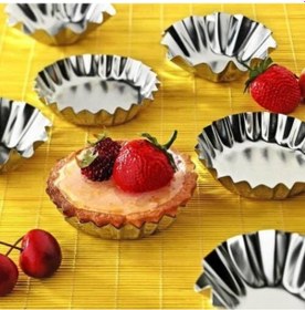 Resim Paslanmaz Çelik Metal Kek Kalıbı - 6 Adet Çok Renkli 