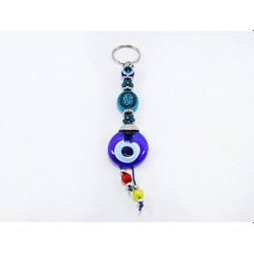 Resim Desenli Boncuk El Yapımı Cam Nazar Boncuklu Anahtarlık, Renkli Sa 