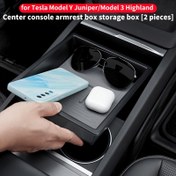 Resim 2'li Paket, Tesla Model Y Juniper/Model 3 Highland için uygun kolçak depolama kutusu, sınıflandırılmış eşya saklama, arabayı daha düzenli hale getirir! 