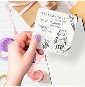 Resim Winnie The Pooh 6 Pcs Sarcastic Funny Monday Friend Gift Wood Coaster 