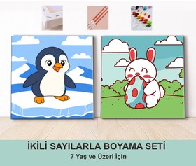 Resim Sevimli Hayvanlar Sayılarla Boyama Seti 20x20 cm – 2’li Çocuk Paketi 