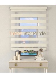 Resim Krem Etek Dilimli Zebra Stor Güneşlik Perde Kırık Krem 