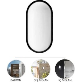 Resim CetKing 20W Bahçe Balkon Banyo Teras Duvar LED Işık Nem Su Geçirmez Siyah Kasa Beyaz Işık 6400K 
